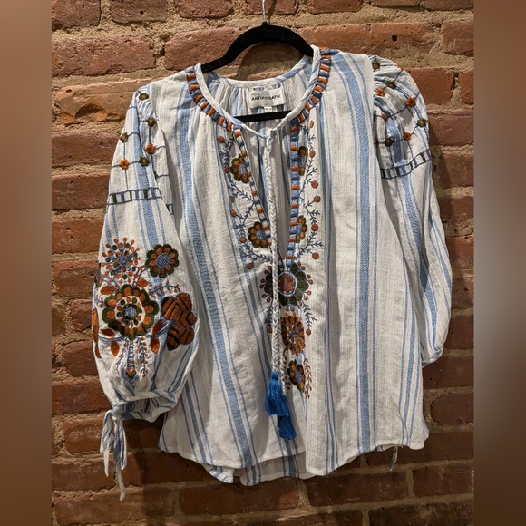 Anthropologie Antik Batik Camilla‎ Embroidered Peasant Blouse - Size XS - Picture 2 of 9